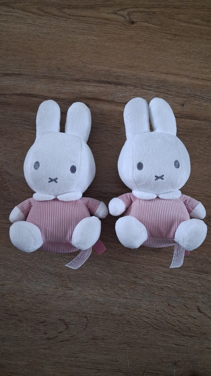 Nijntje knuffel roze ribstof - 2 stuks, Overige merken, Konijn, Nijntje, Ophalen of Verzenden