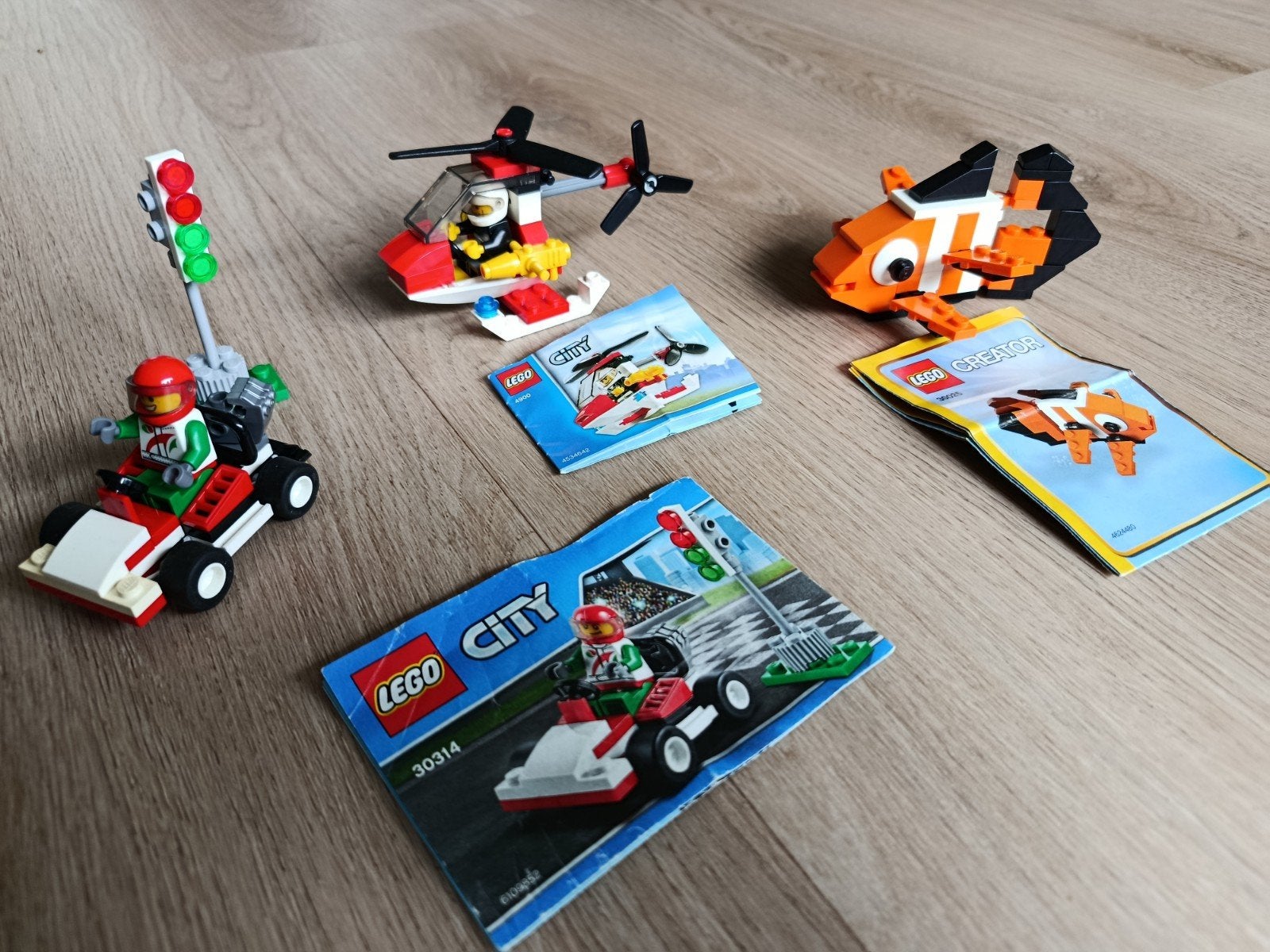 3 leuke LEGO setjes: Helikopter, Kart en Vis, Ophalen of Verzenden