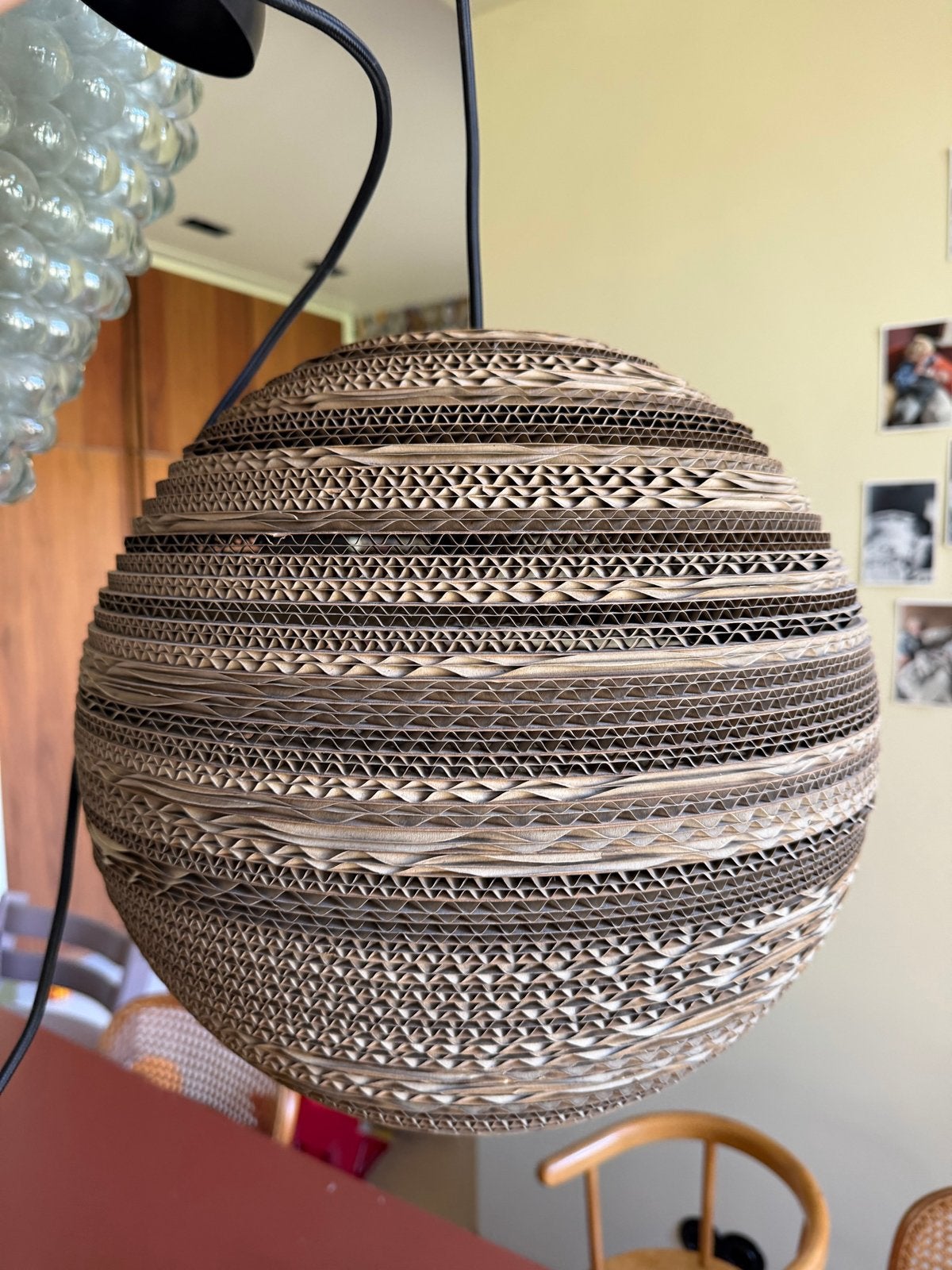 Hanglamp van karton - Graypants moon 18 - 35 cm, Ophalen of Verzenden, Zo goed als nieuw, Natuurlijk materiaal, E27 (groot)
