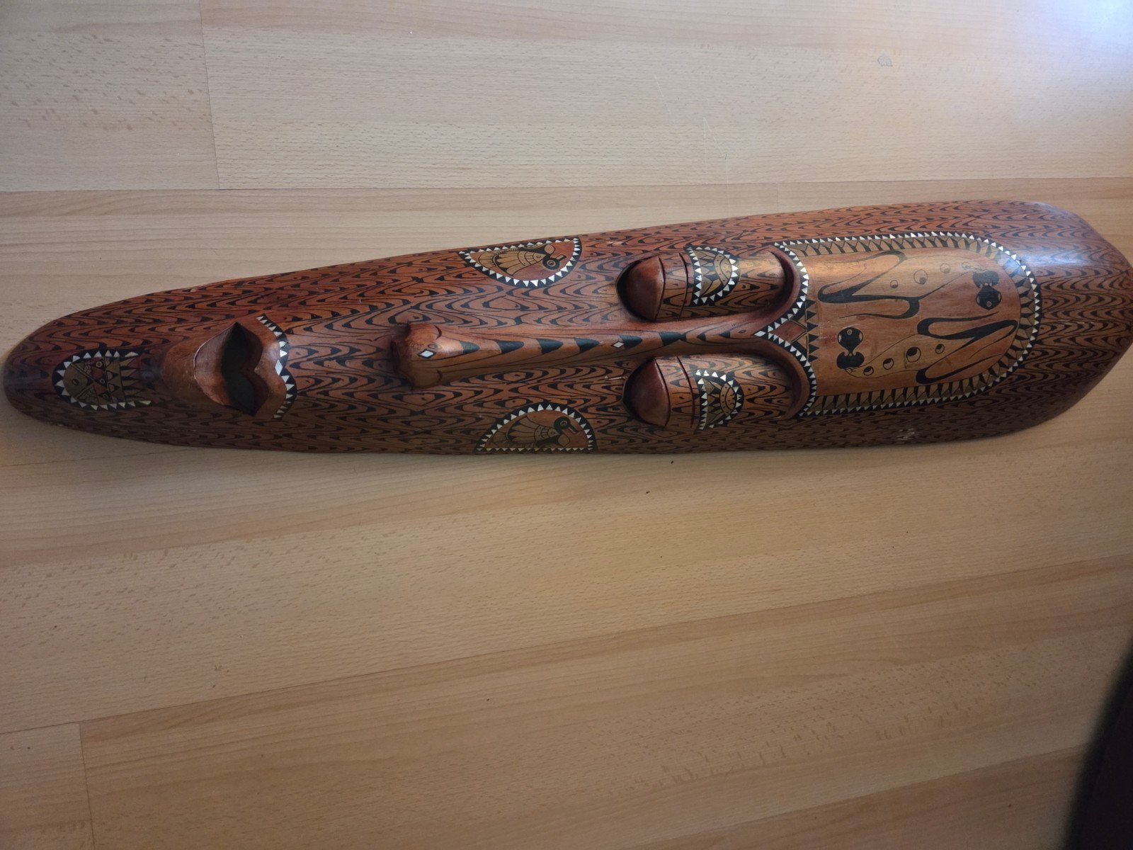 Decoratief houten masker uit Papoea-Nieuw-Guinea, Antiek en Kunst, Hout, Handgemaakt, Bruin, Masker