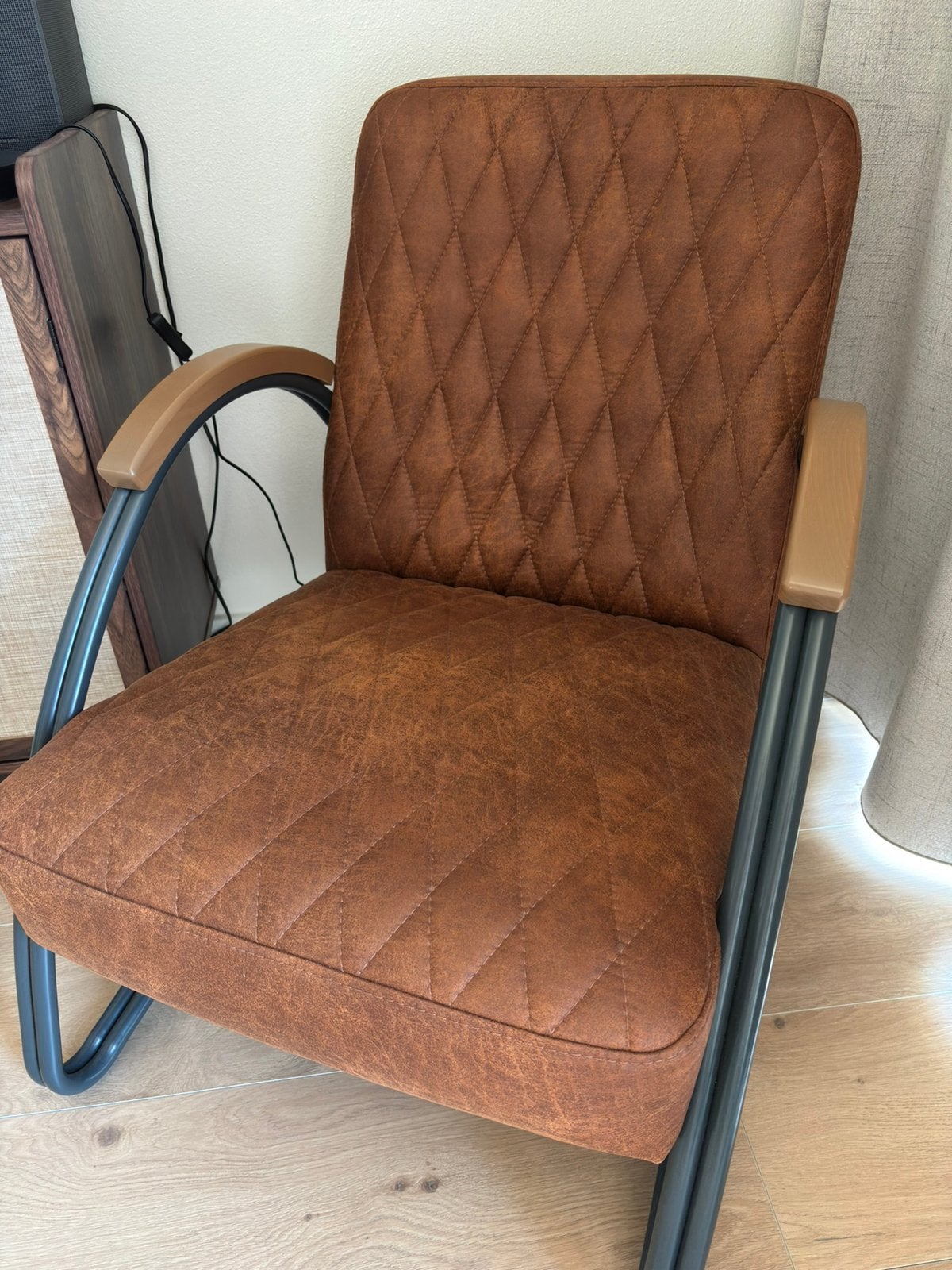 Bronx*71 Industriële fauteuil Ivy eco-leer cognac, Huis en Inrichting, Fauteuils, Ophalen, Minder dan 75 cm, Leer, Zo goed als nieuw