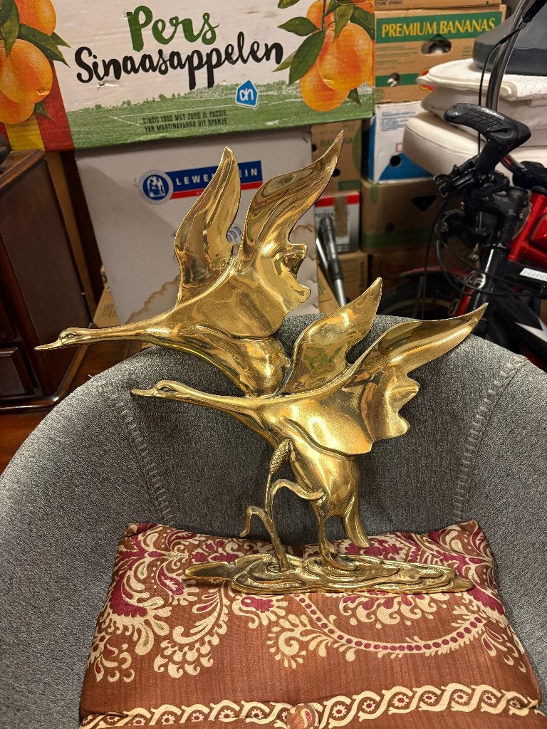 wanddecoratie, koperen vogels, Ophalen of Verzenden, Koper