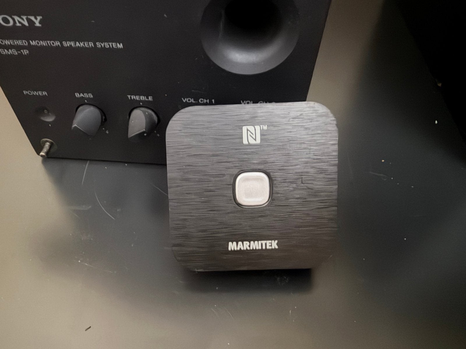 Sony SMS-1P Powered Monitor Speakers met Marmitek Bluetooth, Ophalen, Studiomonitor, Gebruikt, Sony