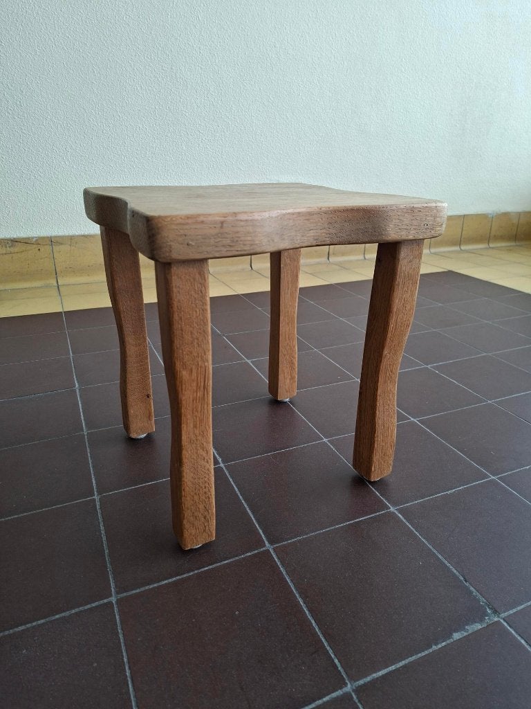 vintage licht eiken bijzettafel plantentafel brutalist kruk, Huis en Inrichting, Krukjes, Ophalen of Verzenden, Gebruikt, Hout