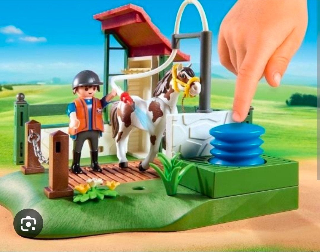 Playmobil Paardenwasplaats met ruiter en paard, Gebruikt, Complete set, Overige typen, Ophalen of Verzenden