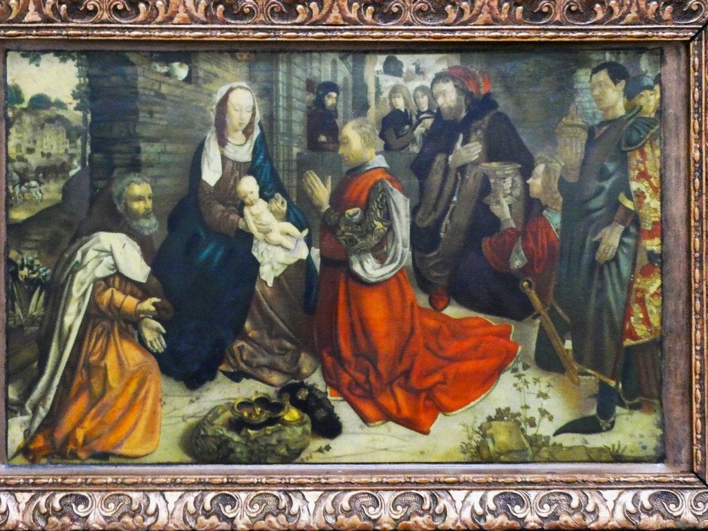 Icoon Aanbidding der Wijzen Monforte altaarstuk H. v.d. Goes, Antiek en Kunst, Ophalen of Verzenden