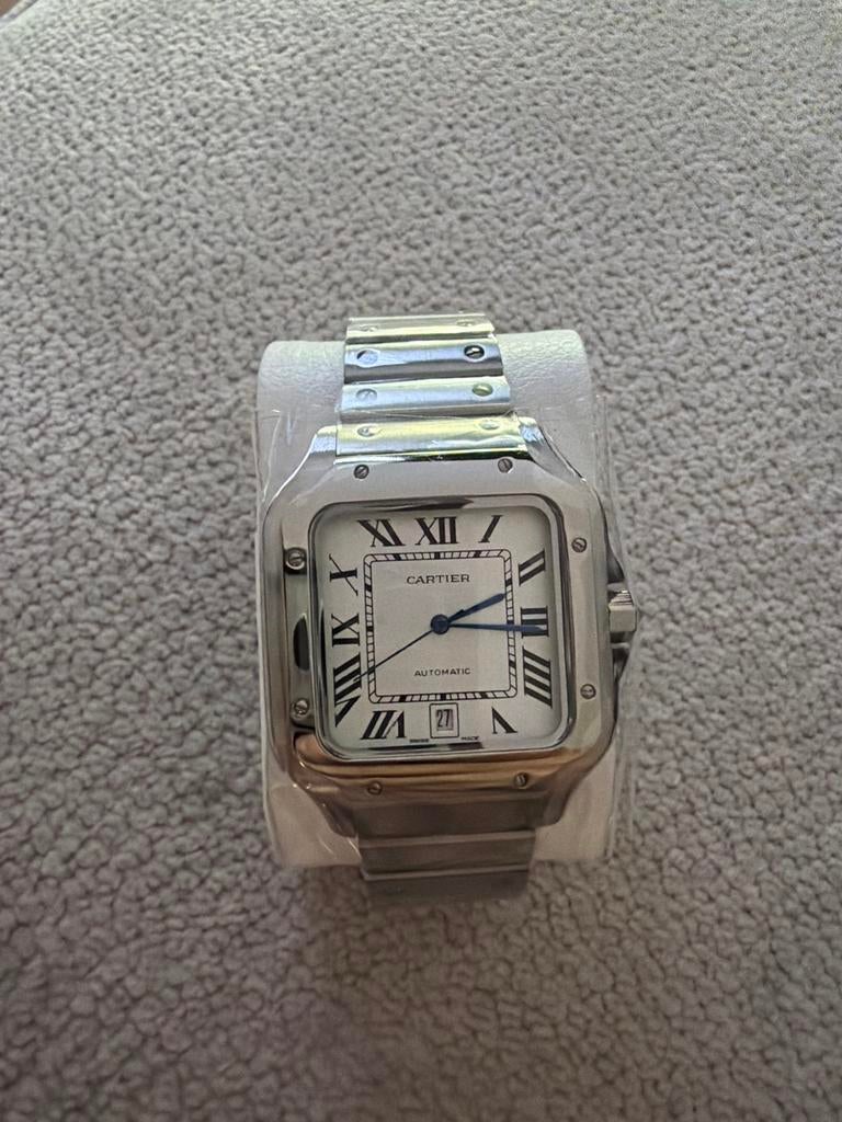 Cartier Santos Steel White Dial, Overige merken, Staal, Staal, Polshorloge