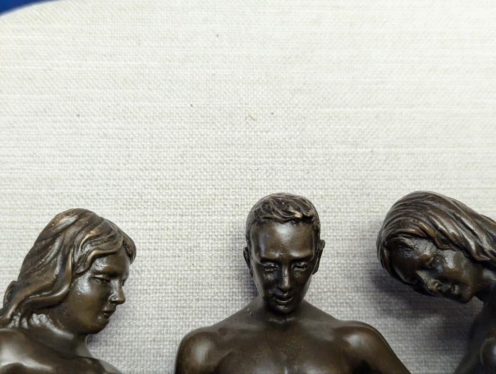 Bronzen Beeld: Man en Twee Vrouwen, Ophalen of Verzenden, 20 - 50 cm, Beeld, Bruin