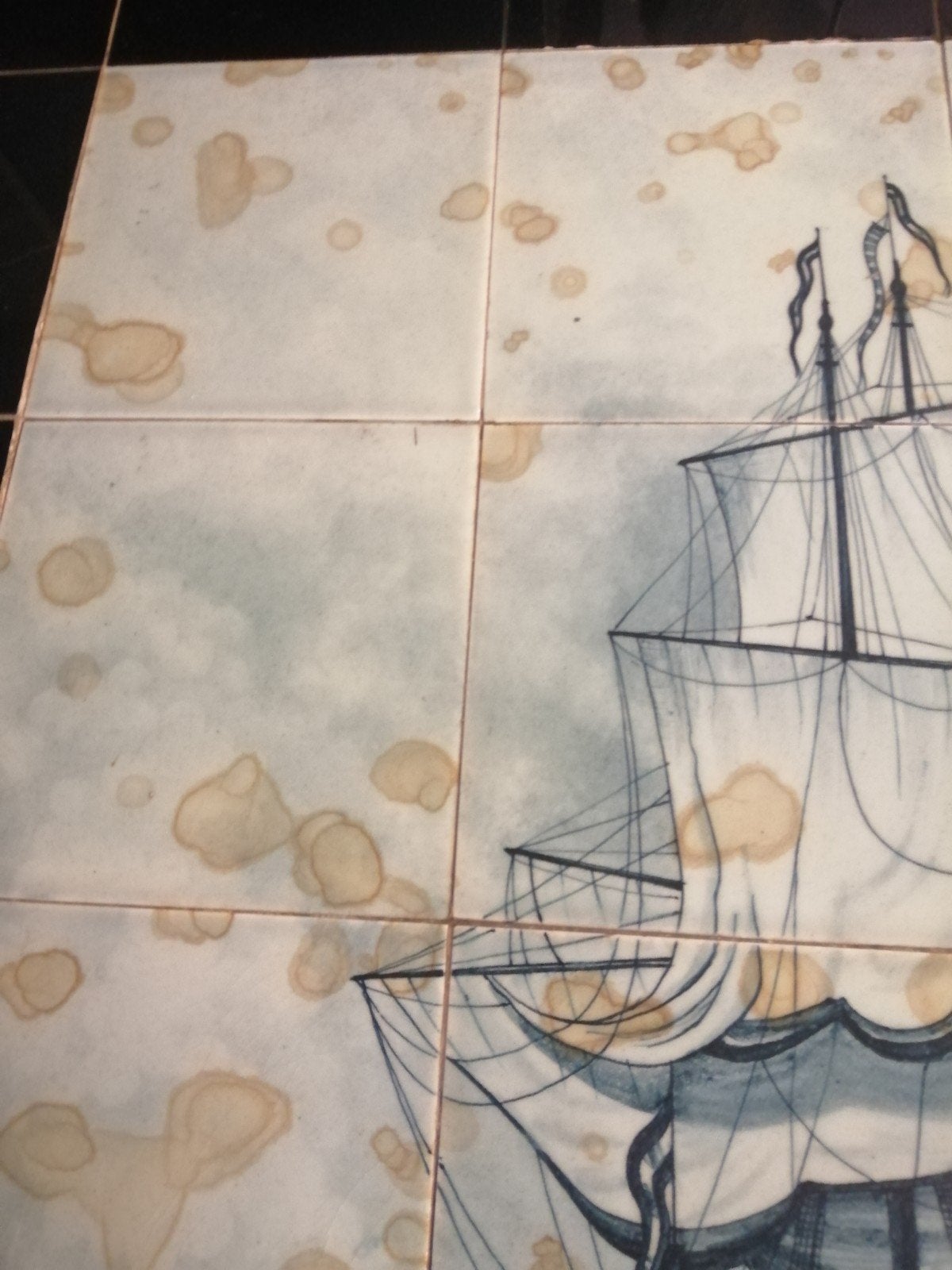 ZELDZAME OUDE GIETIJZEREN SALONTAFEL MET OUD TEGEL TABLEAU, Ophalen