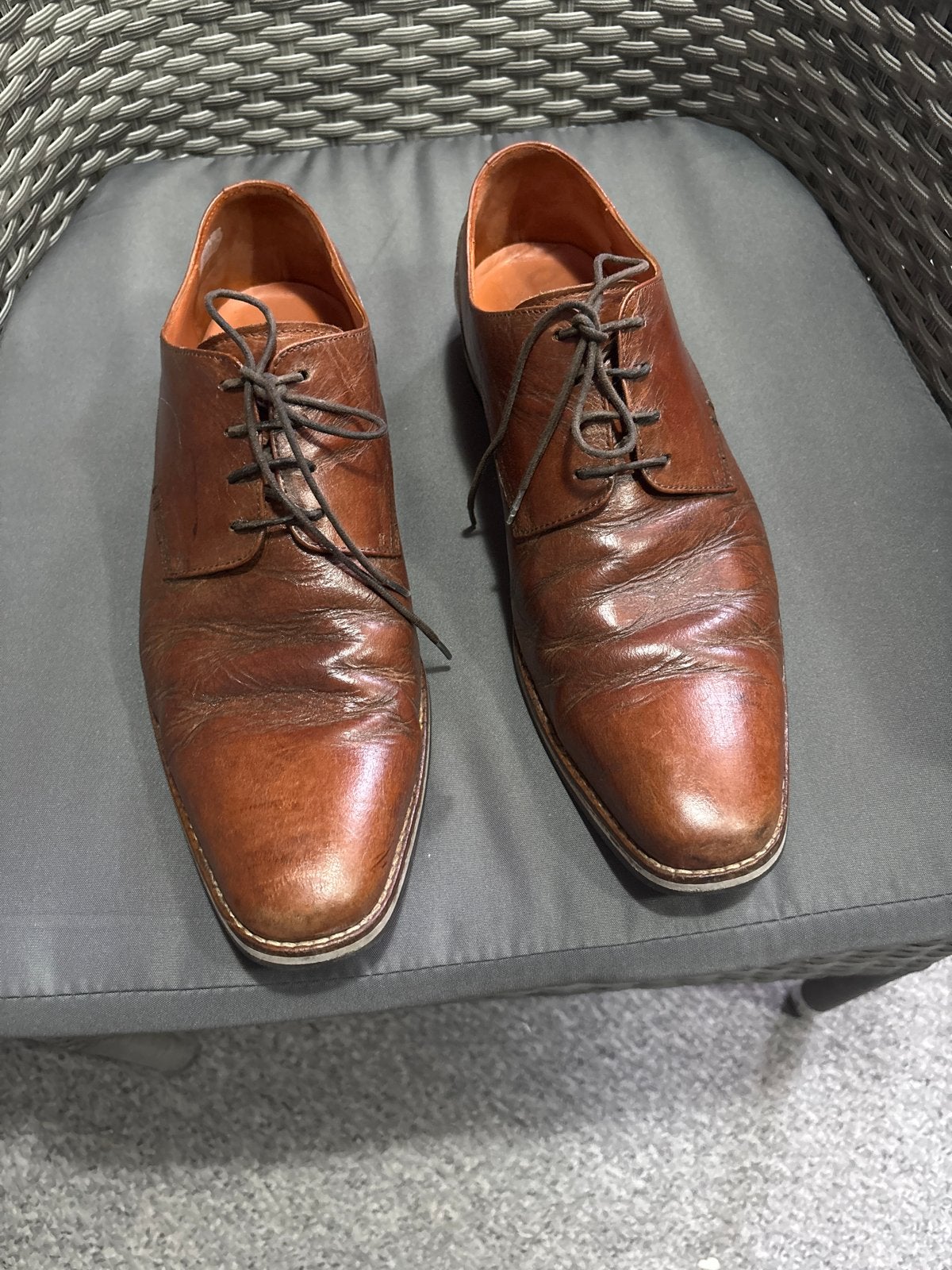 Van Lier herenschoenen, maat 43, cognac kleur, Ophalen of Verzenden, Gedragen, Bruin, Veterschoenen