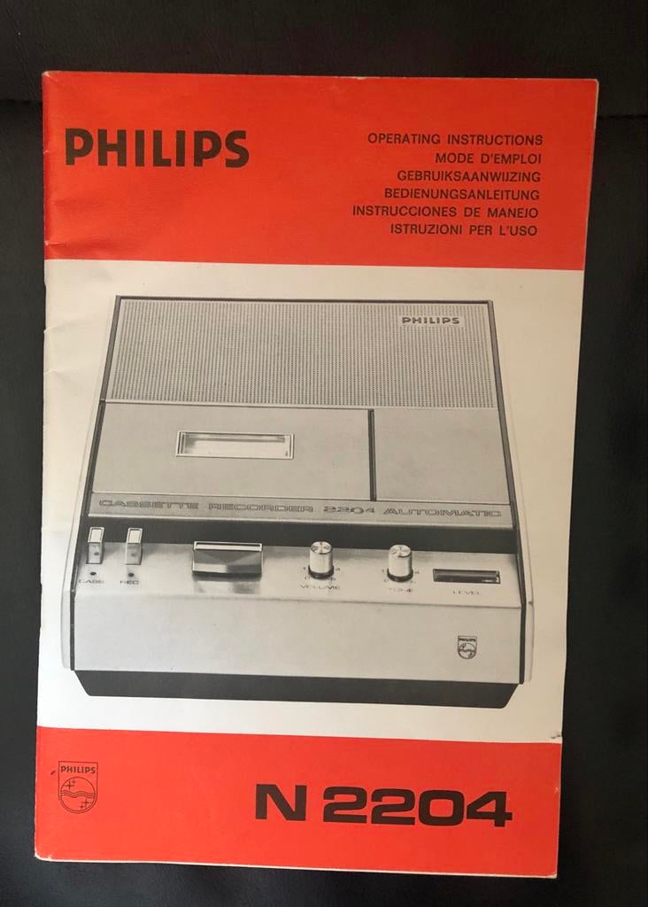 Philips N 2204 Cassette Recorder Handleiding uit 1972, Ophalen of Verzenden, Zo goed als nieuw, Overige typen