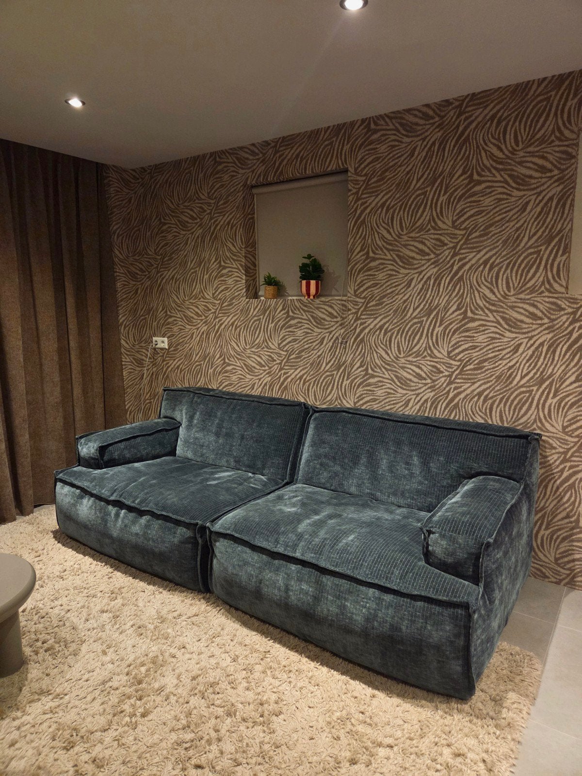 2,5 zitsbank - sofa Candy petrol 240cm breed, Ophalen, Modern, Comfortabel, 100 tot 125 cm, Tweepersoons