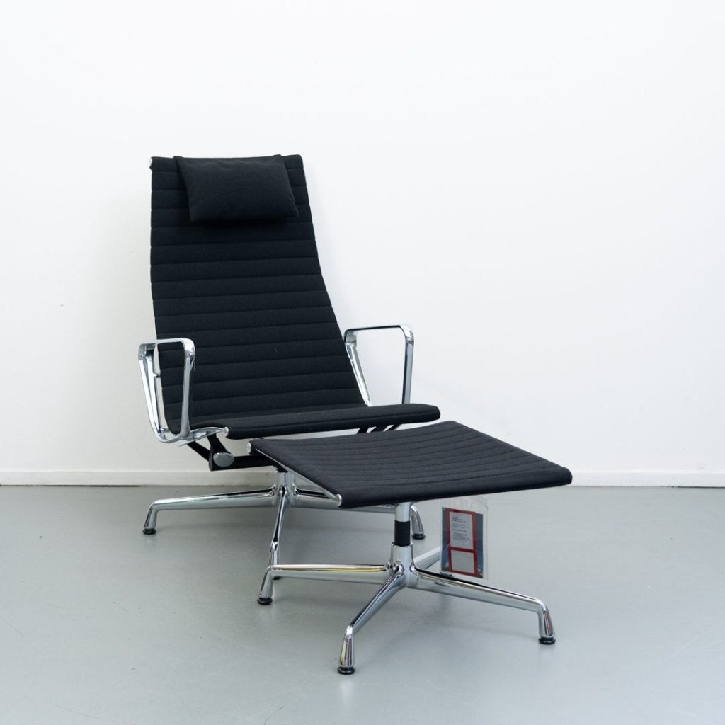 Vitra Eames EA 124 Fauteuil Zwart Hopsak - Chroom + EA125 Ho, Niet ingevuld, Zo goed als nieuw, Niet ingevuld, Niet ingevuld