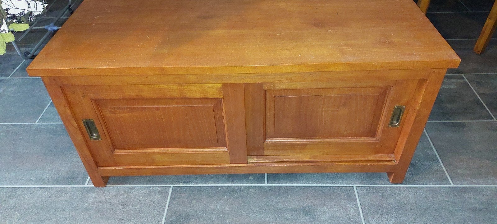 Rood-bruine teak tv kast, Ophalen, Zo goed als nieuw, Minder dan 50 cm