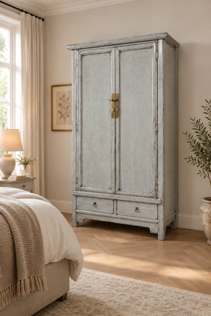 Oosterse Kast landelijk grijs/wit