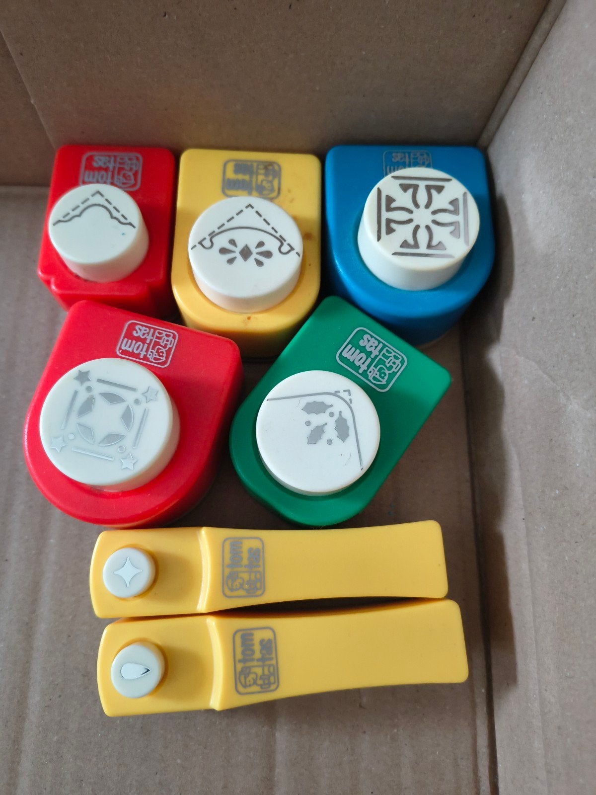 Set van 7 Tom Tas ponsen voor knutselen, Gebruikt, Overige thema's, Gereedschap of Toebehoren, Meerkleurig
