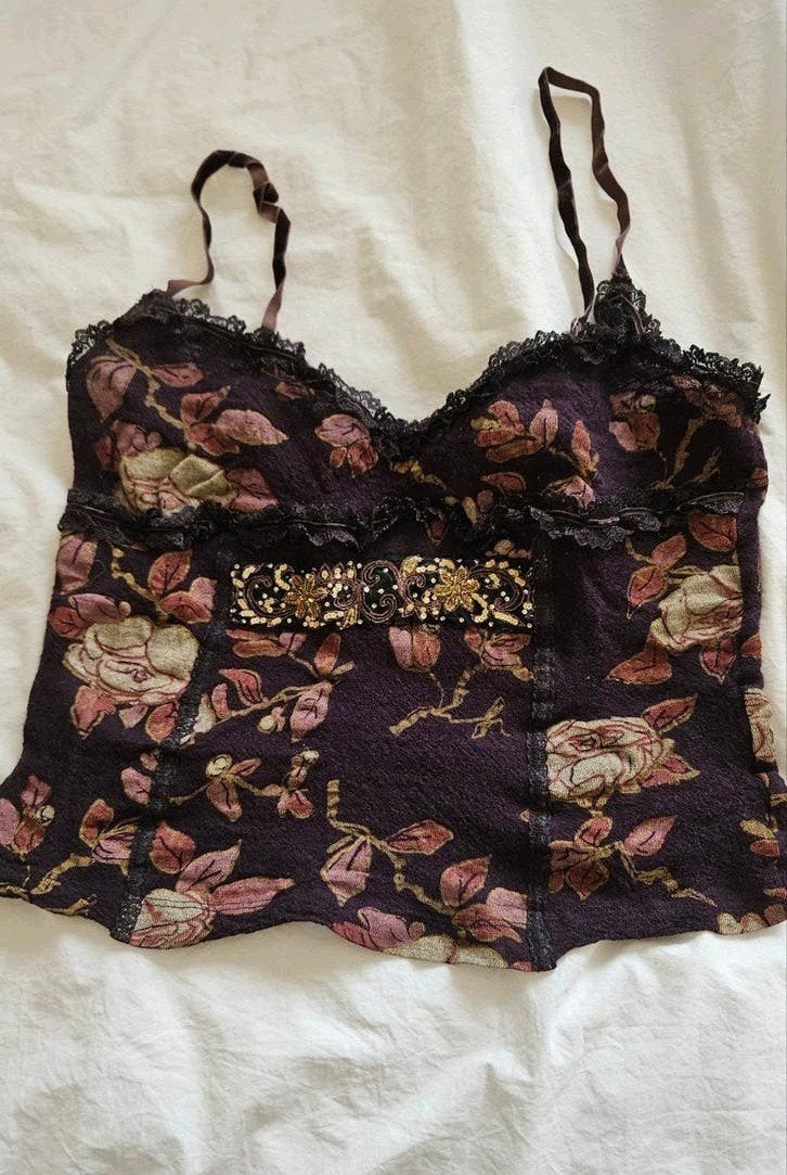 Stefanel paarse top met bloemenprint en pailletten, Kleding | Dames, Ophalen of Verzenden, Nieuw, Paars, Zonder mouw