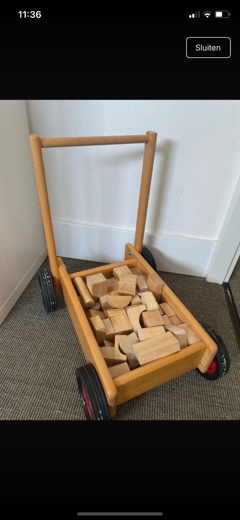 Houten blokkenwagen, Ophalen, Gebruikt, Duw- of Trekspeelgoed