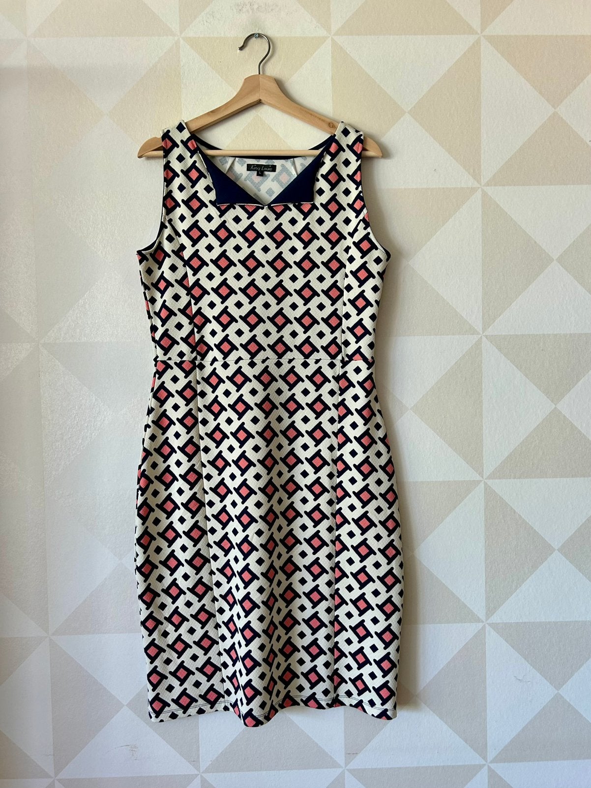 King Louie Dress jurk retro roze wit blok L/40 zgan, Kleding | Dames, Jurken, Wit, Maat 42/44 (L), Ophalen of Verzenden, Zo goed als nieuw