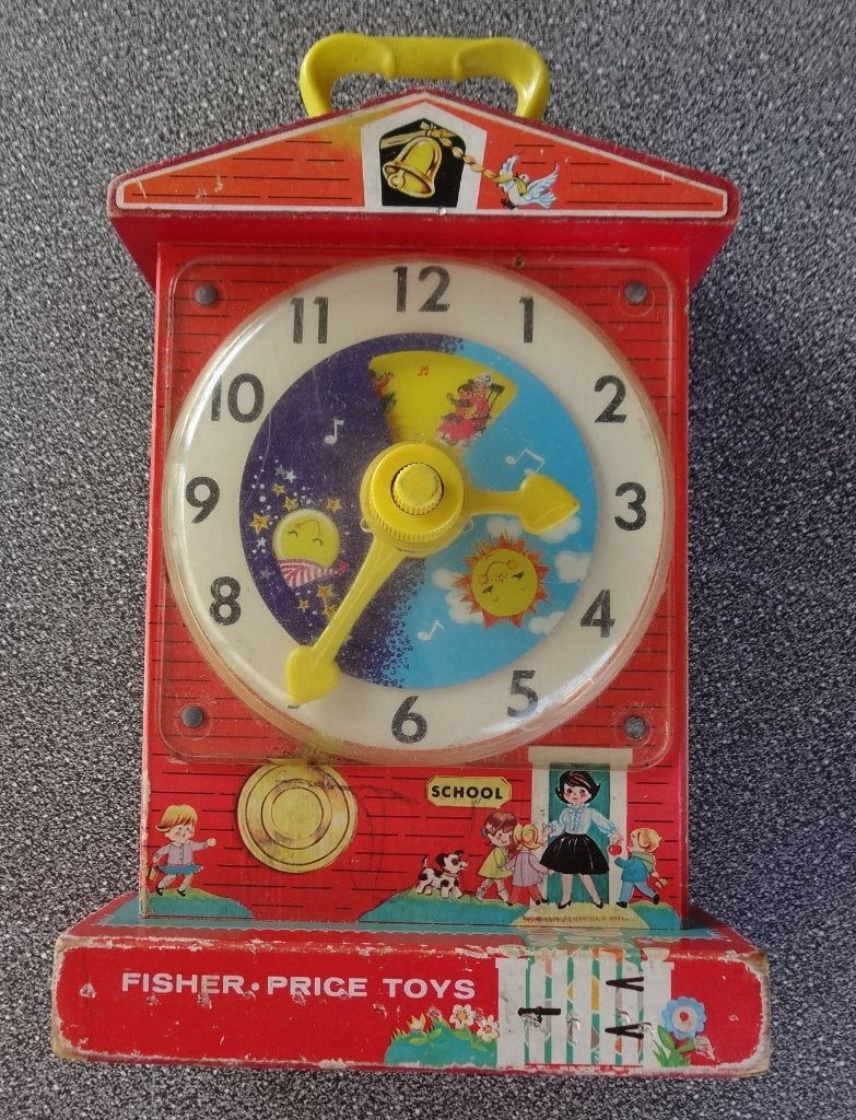 FISHER PRICE     zeer oude klok om te leren klokkijken, Ophalen of Verzenden, Gebruikt, Speelset, Met geluid