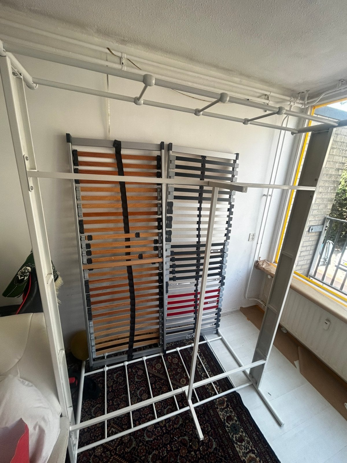 2 maal wit bed met lattenbodem, Ophalen, Overige materialen, Wit, Nieuw