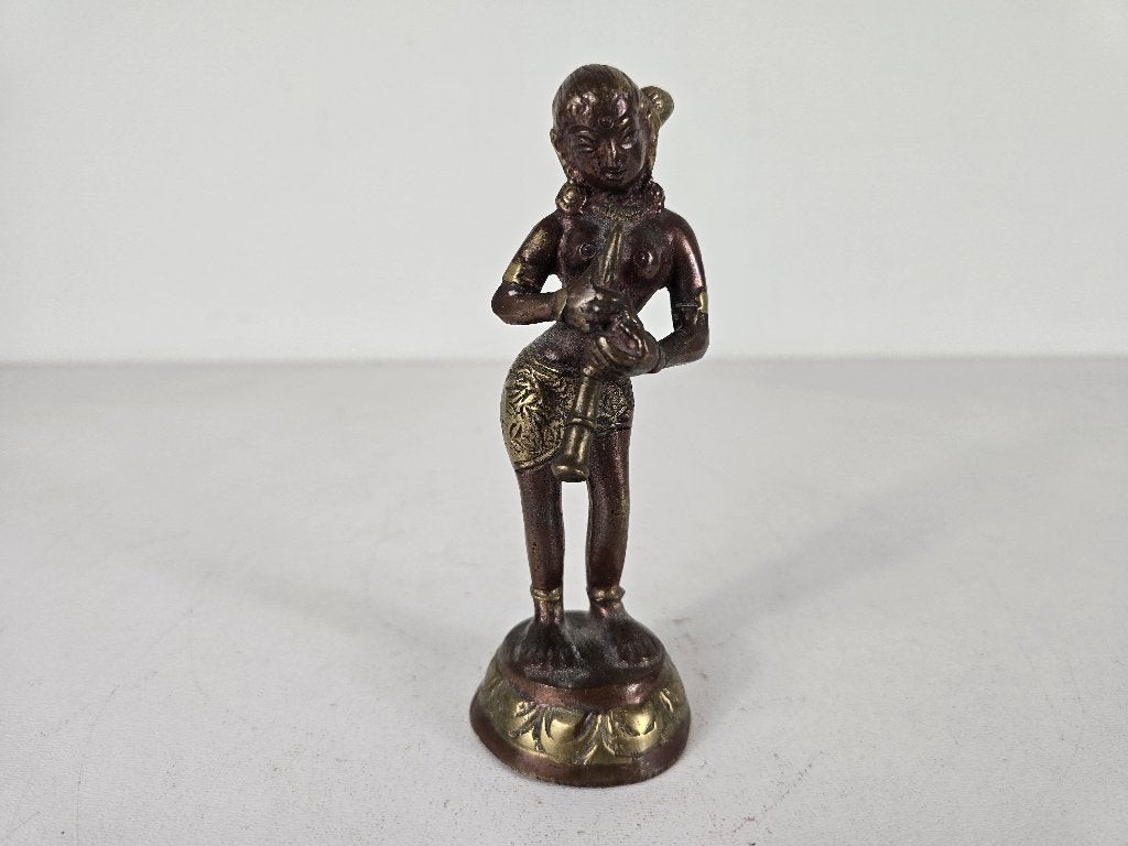 Dhokra muzikant fluit, brons, India, 2e helft 20e eeuw, Ophalen of Verzenden