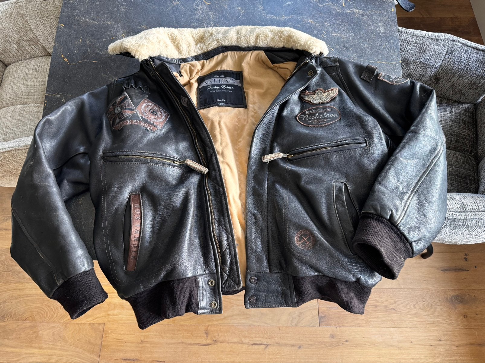 Vintage Nickelson Leren Jas - Zeer Netjes, Kleding | Heren, Ophalen of Verzenden, Gedragen, Overige maten, Zwart