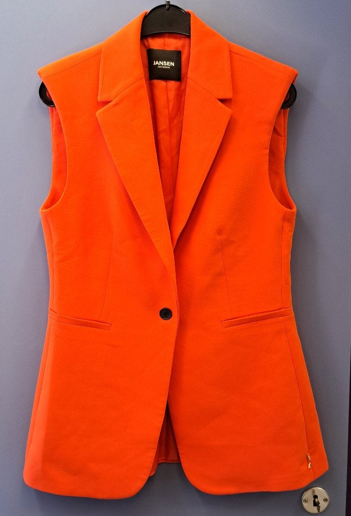 JANSEN Amsterdam rood oranje gilet blazer maat M artnr 48785, Maat 38/40 (M), Verzenden, ., Jasje