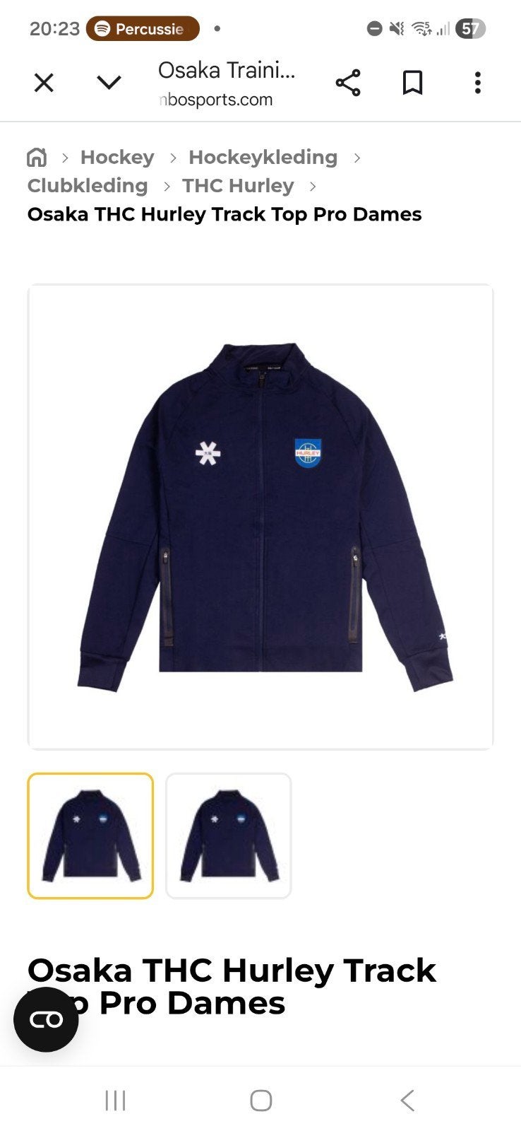 Osaka THC Hurley Track Top Pro Dames maat S, Blauw, Overige typen, Ophalen of Verzenden, Maat 36 (S)