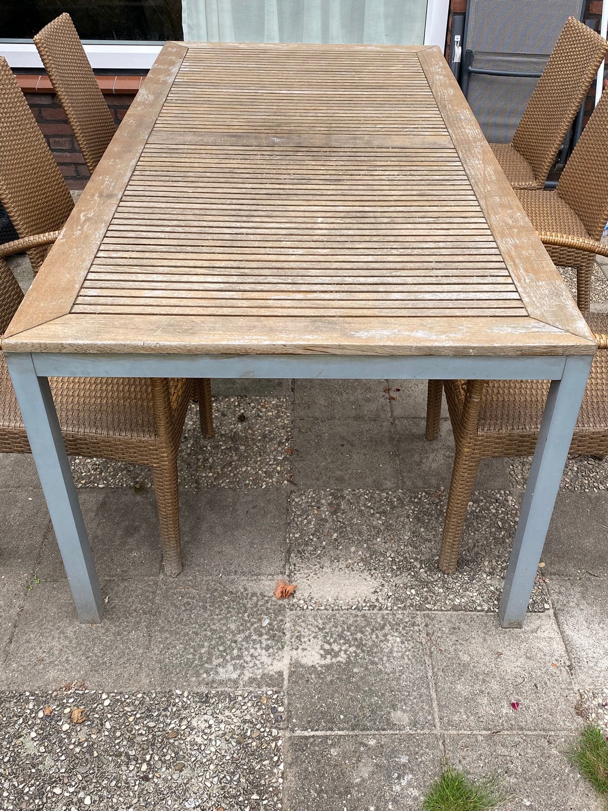 GRATIS Tuintafel - tafel - tuinset, Tuin en Terras, Ophalen, Gebruikt, Rechthoekig, Hout