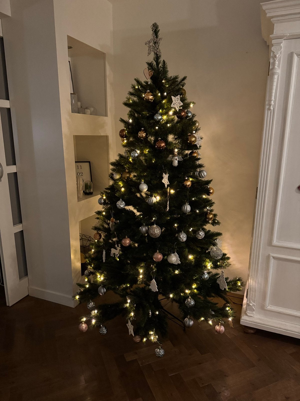 Kerstboom romagne met verlichting 215cm, Ophalen, Gebruikt