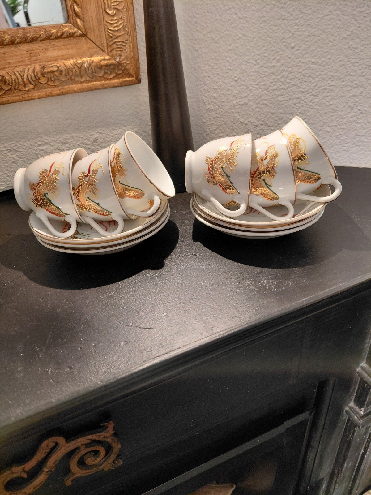 Set van 6 Chinese draken kleine theekopjes met schotels, Ophalen of Verzenden