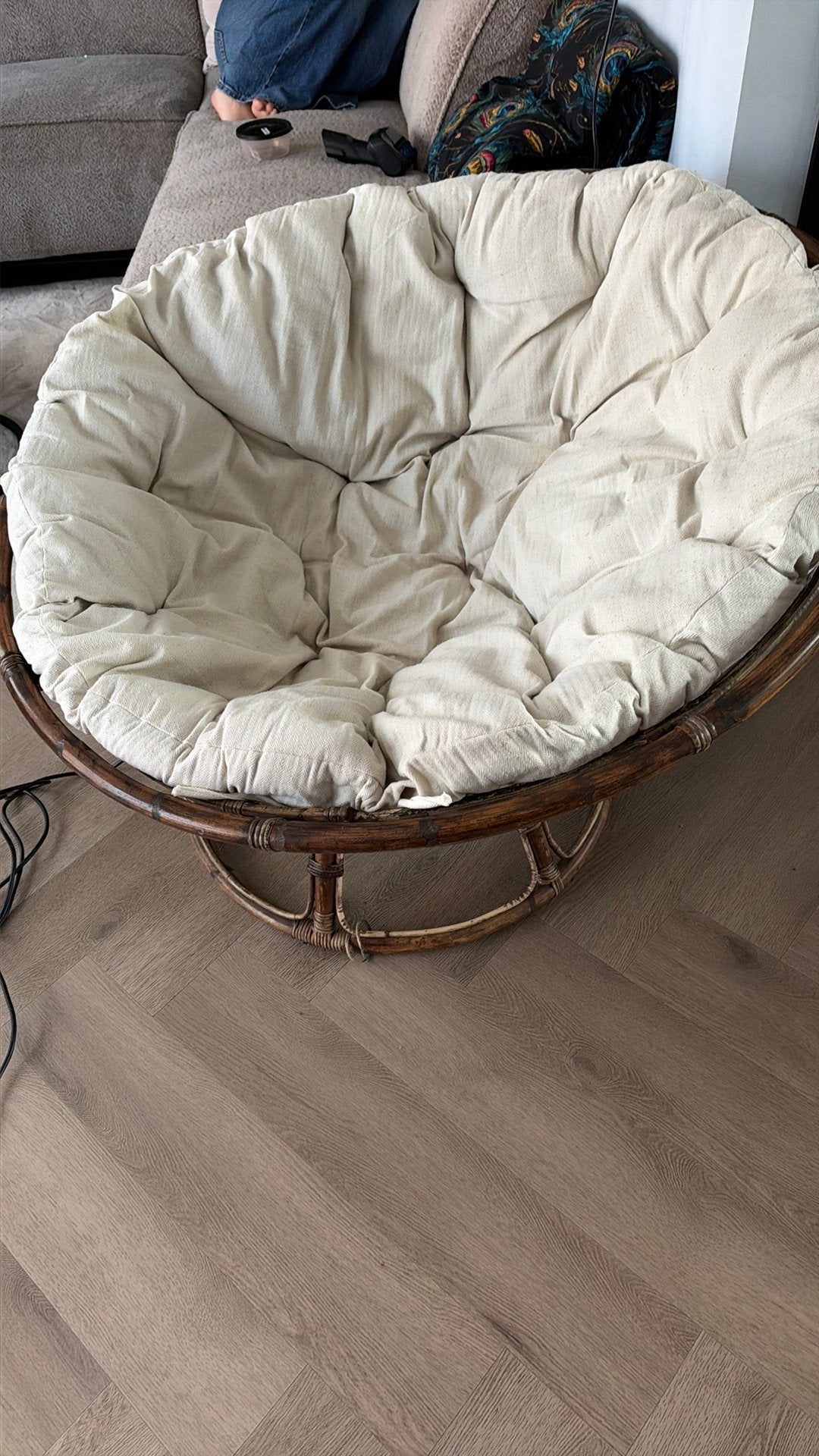 Comfortabele Papasan stoel met kussen, Ophalen, Gebruikt, Overige kleuren, Riet of Rotan