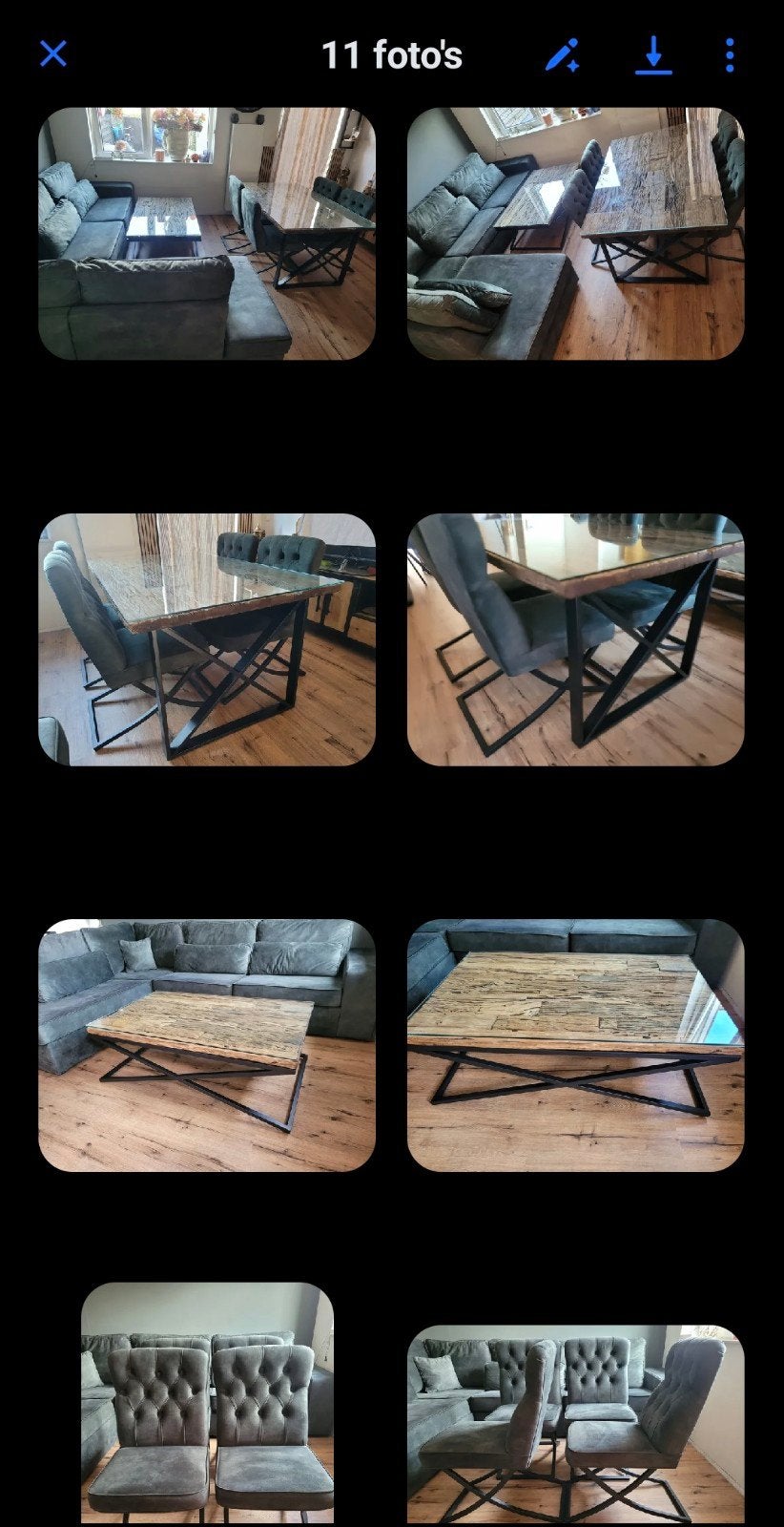 Richmond set, 100 tot 150 cm, Modern, Industrieel, Zo goed als nieuw, Glas