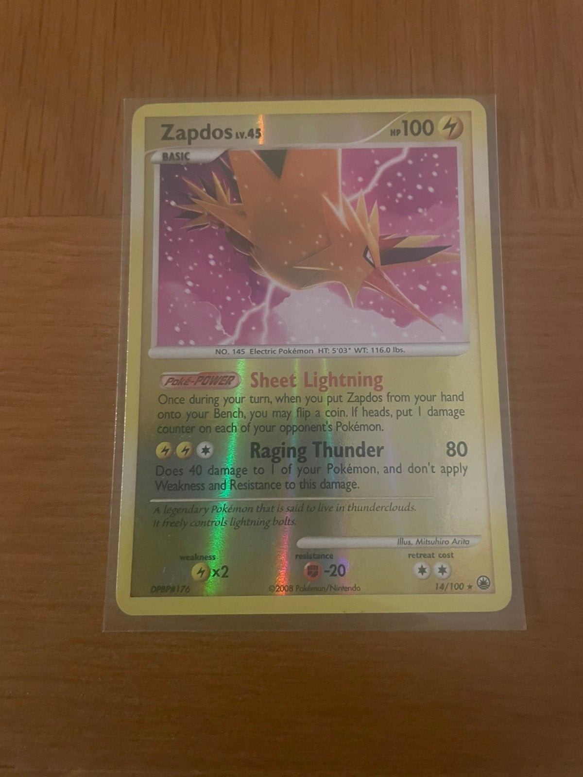 Pokémon Kaart Zapdos (14/100) - Holo, Ophalen of Verzenden, Gebruikt, Losse kaart, Foil