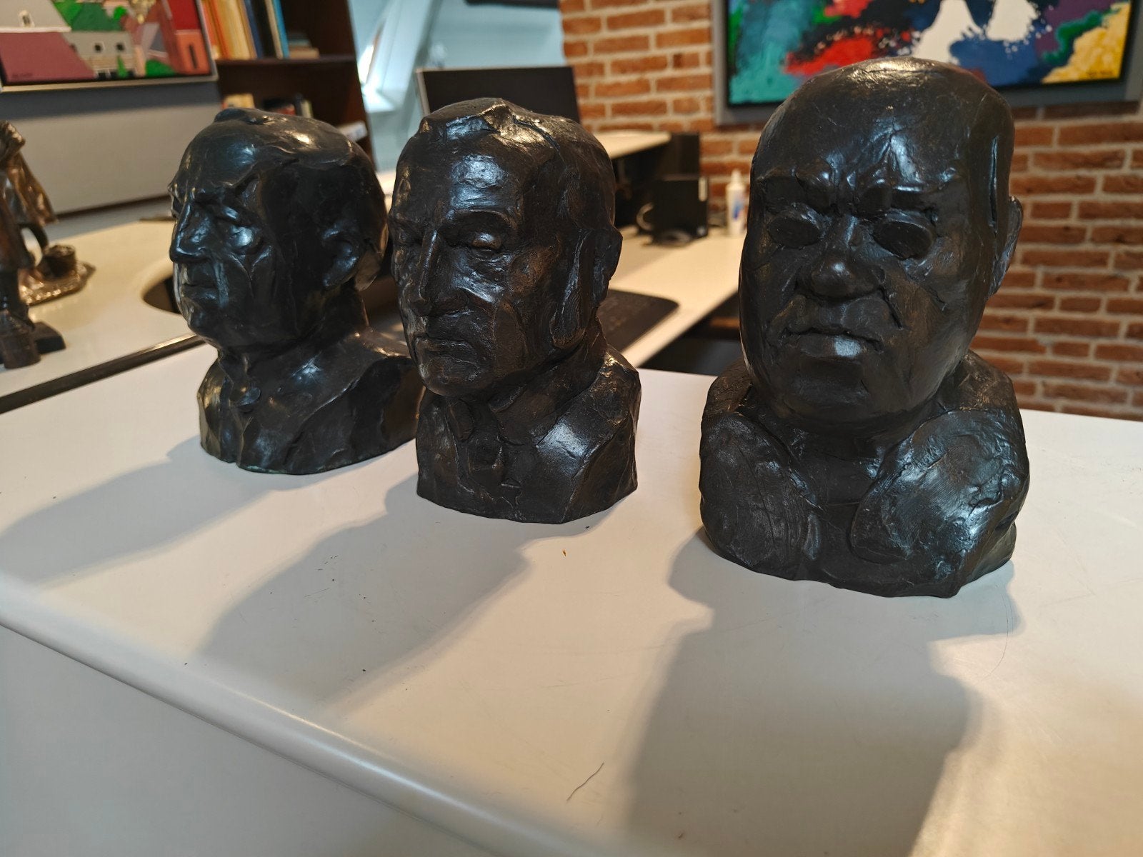 3 vintage bronzen bustes borstbeelden, Groep mensen, Minder dan 20 cm, Ophalen of Verzenden, Beeld