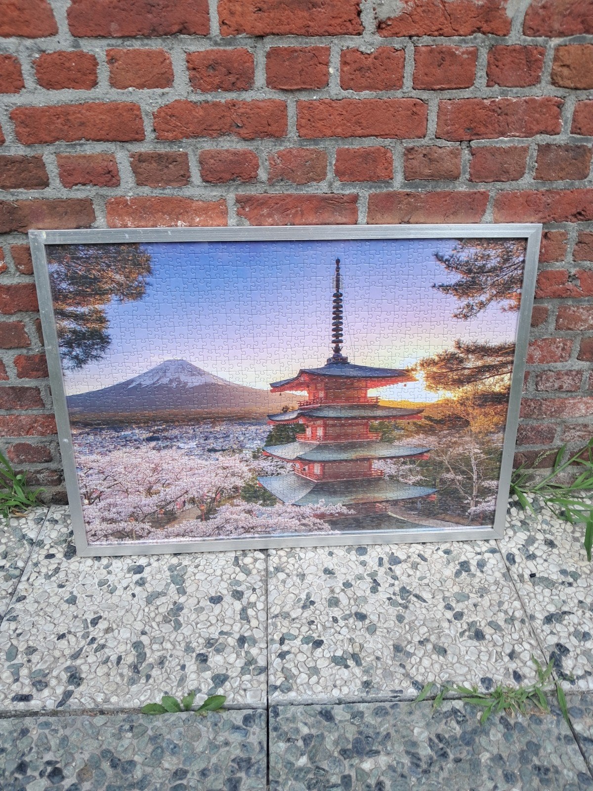 Ingelijste legpuzzel Japanse tempel en berg Fuji, Ophalen, 500 t/m 1500 stukjes, Gebruikt, Legpuzzel