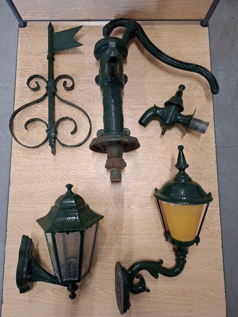 5-delig gietijzeren tuinornamenten / buitenverichting, Tuin en Terras, Buitenverlichting, Ophalen, Gebruikt, Overige typen, Netvoeding