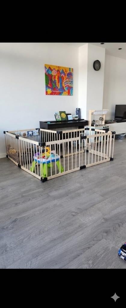 Modulaire Houten Box/Veiligheidshek - 2x2m met kliksysteem, Kinderen en Baby's, Boxen, Ophalen, Zo goed als nieuw, Overige vormen