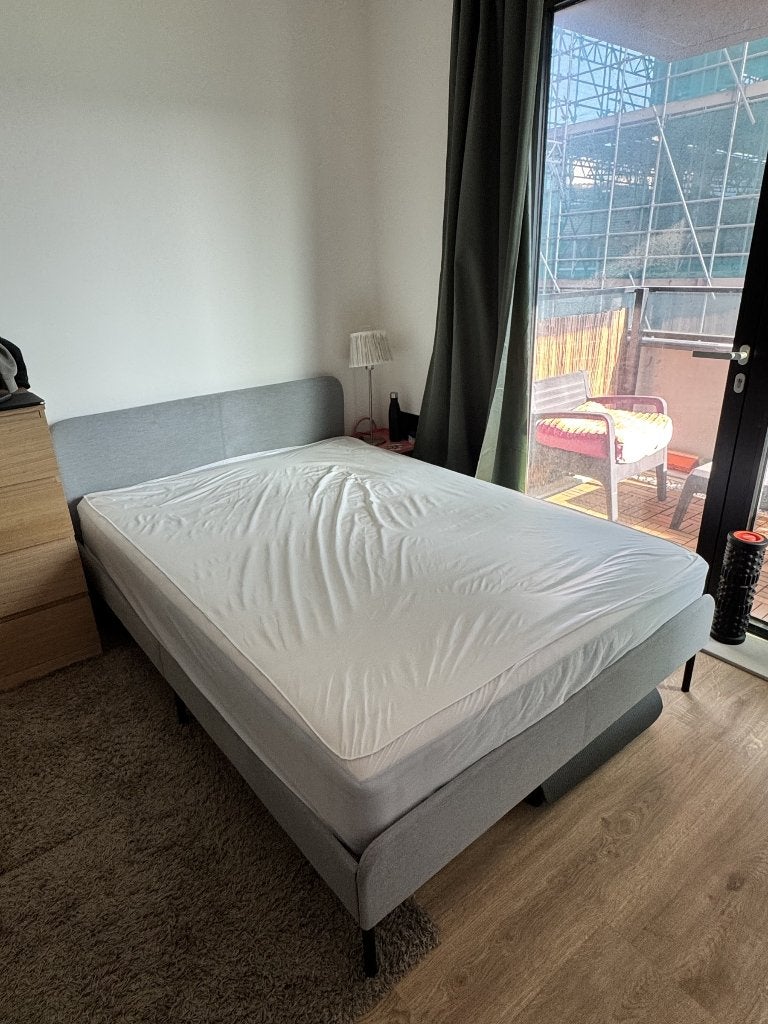 IKEA SLATTUM bed + matras 140 x 200 cm, Ophalen, Gebruikt, Tweepersoons, 140 cm