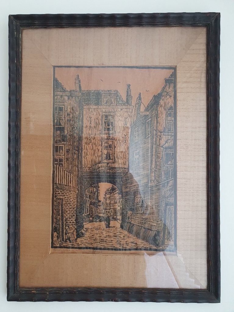 Ingelijste pentekening Koningspoort met passepartout SCH43a, Antiek en Kunst, Ophalen of Verzenden