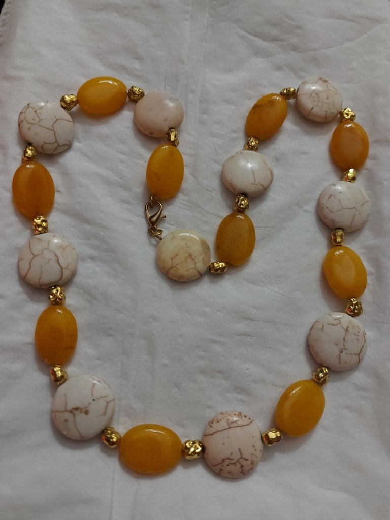 Geel met howliet glas kralenketting, Verzenden, Nieuw, Geel, Steen of Mineraal