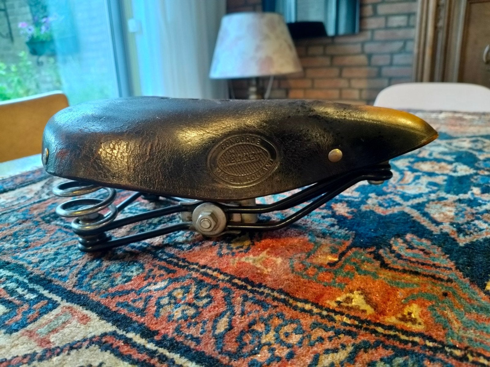 Concorde Lepper fietszadel - Vintage Made in Holland, Fietsen en Brommers, Fietsonderdelen, Gebruikt, Leer, Concorde Lepper, Ophalen of Verzenden