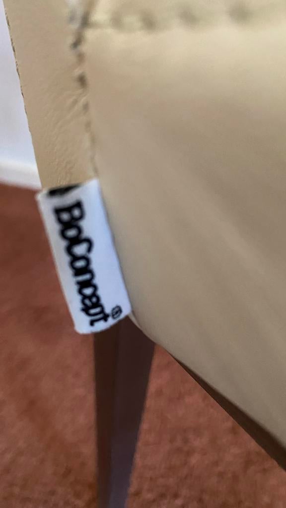 4x BoConcept stoelen, crème leder, vintage 2008, Gebruikt, Overige kleuren, Leer, Ophalen of Verzenden