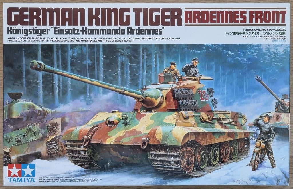 Tamiya #35252 1:35 WWII German King Tiger Ardennes Front, Tank, 1:32 tot 1:50, Nieuw, Ophalen of Verzenden