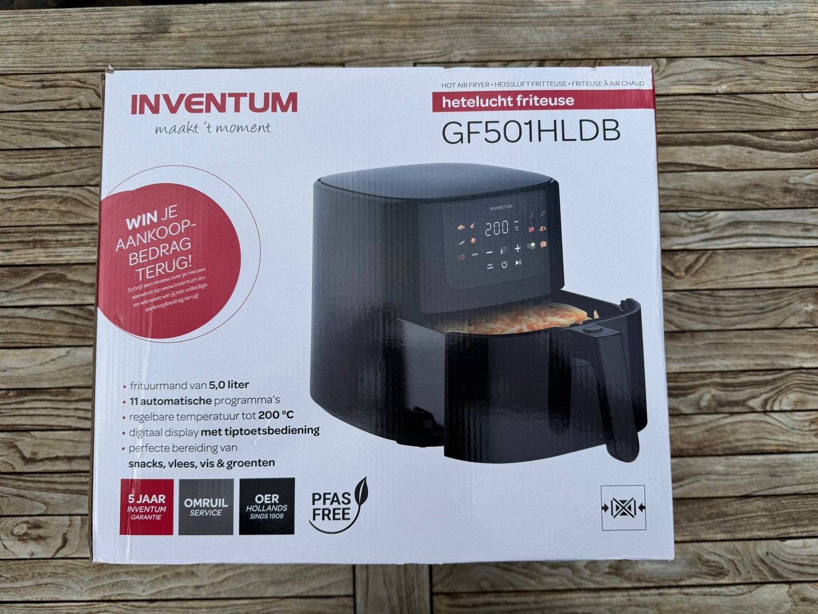 Inventum GF501HLDB Heteluchtfriteuse Airfrier- Nieuw in doos, Ophalen of Verzenden, Nieuw, Airfryer, 1500 gram of meer