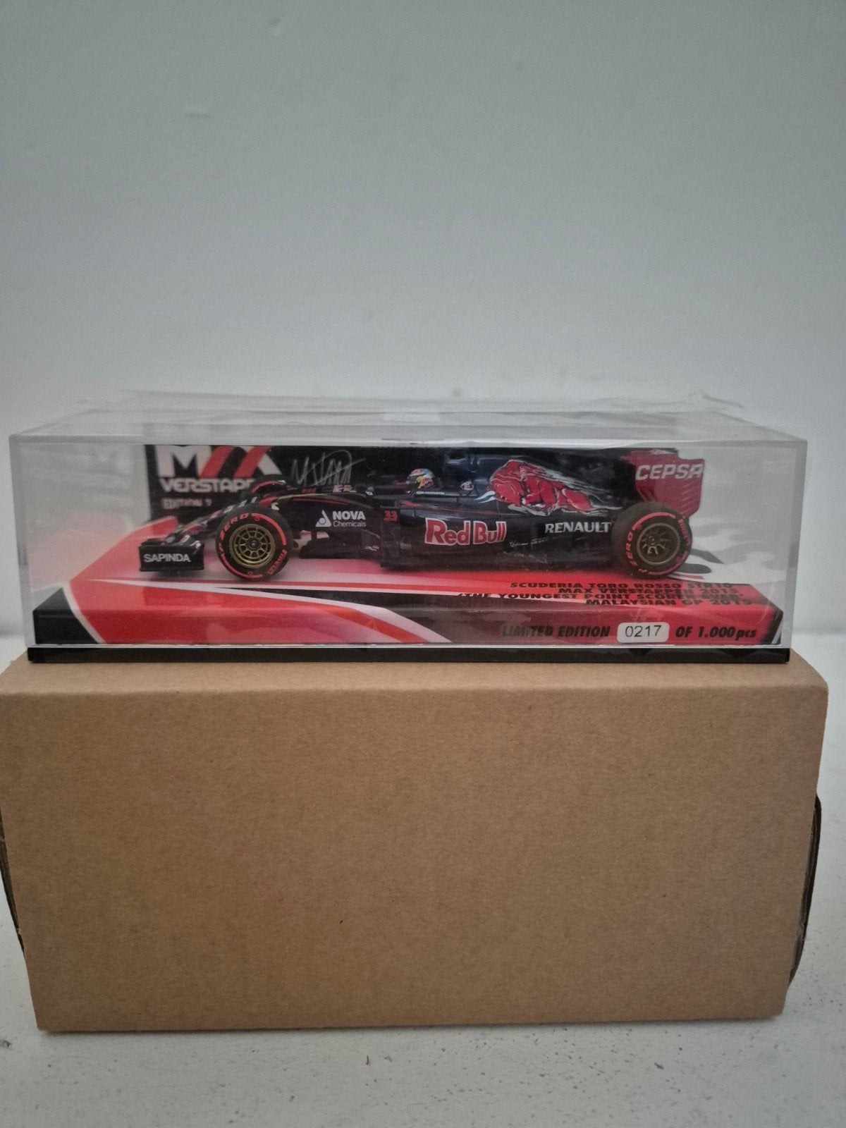 MAX VERSTAPPEN 1:43 TORO ROSSO STR10 2015 MALEISIE EDITIE 2, Ophalen, Nieuw, Auto, MiniChamps
