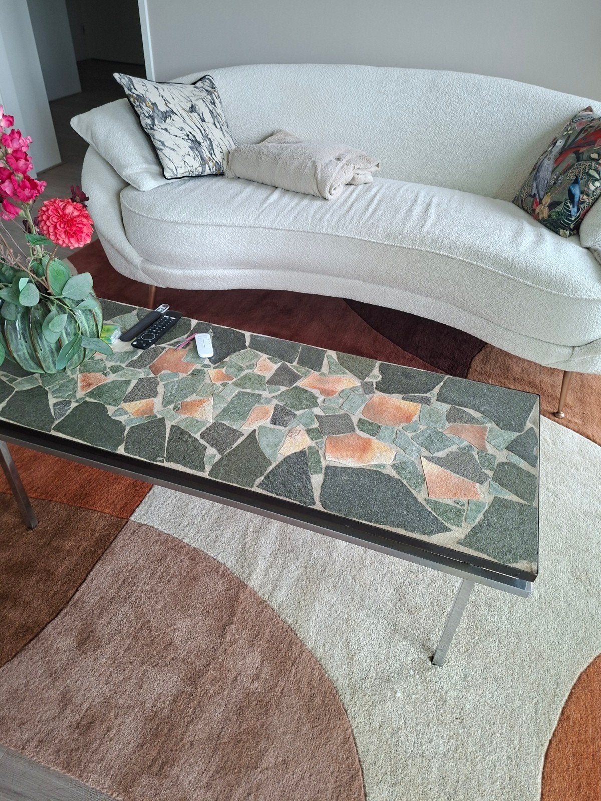 Unieke salontafel met mozaïek blad, Vintage, Mozaïek, Modern, 50 – 75, Gebruikt, 100 tot 150 cm