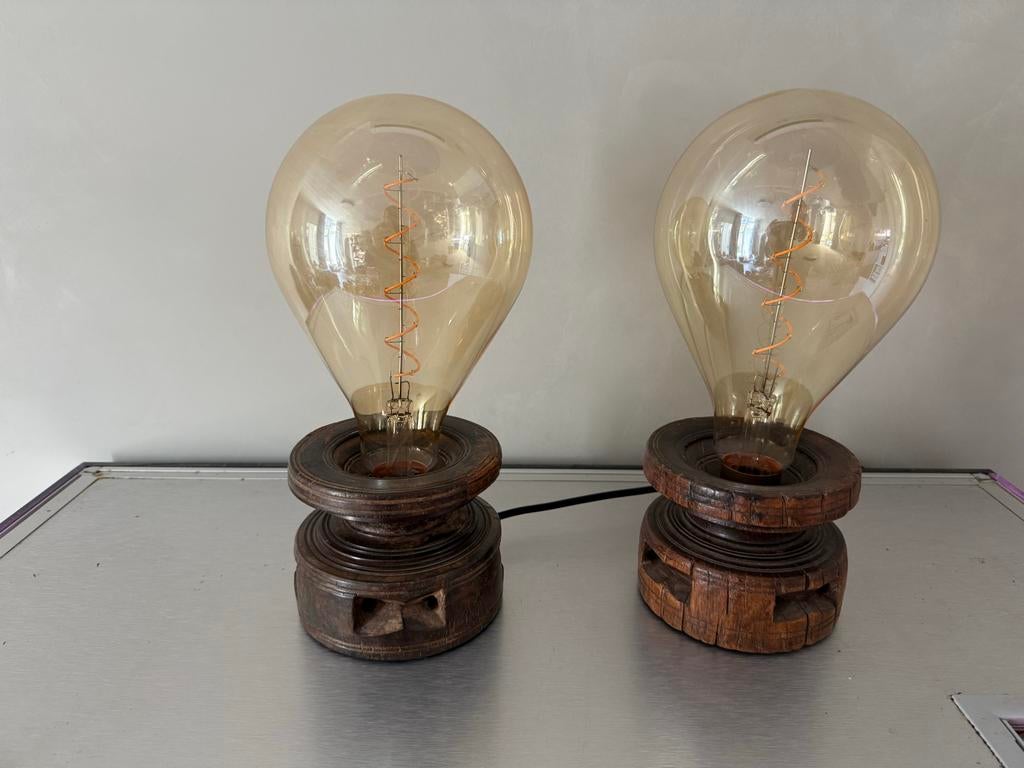 Vintage Indiase zaadscheider lamp met E27 fitting, Ophalen of Verzenden