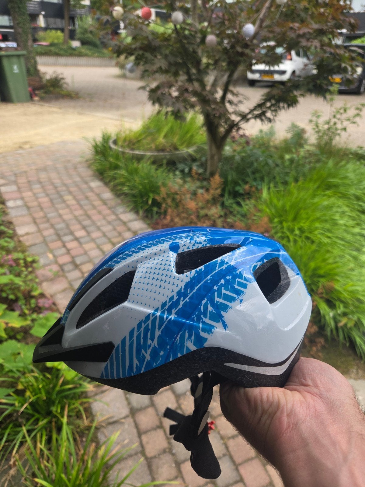 Fietshelm blauw/wit - maat XS 46-51cm, Ophalen, Onbekend, Jongen of Meisje, Overige maten